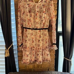 Lulu's Cream and Red Floral Long Sleeve Dress